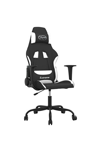 vidaxl Scaun de jocuri, negru și alb, textil