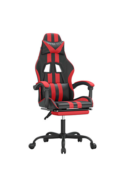 vidaxl Scaun de gaming cu suport picioare, negru/roșu, piele ecologică