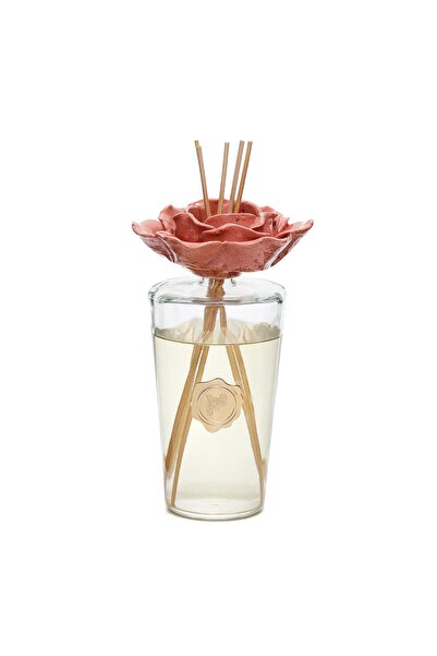 Missi Parlak Sırlı Pembe Seramik Gül Detaylı Çubuklu Oda Kokusu 400 ml-Garden...