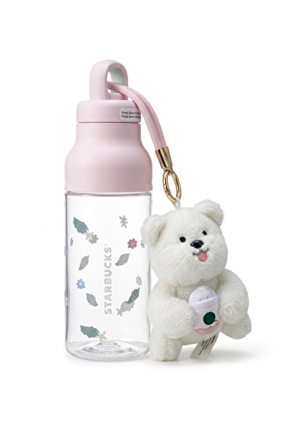 Starbucks ®   Pink Water Bottle with Puppy Plush Keychain 22oz 650ml
