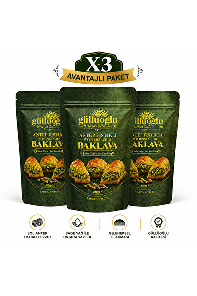 BAKLAVACI GÜLLÜOĞLU Güllüoğlu Fıstıklı Baklava 80 Gr 3'lü Avantajlı Paket