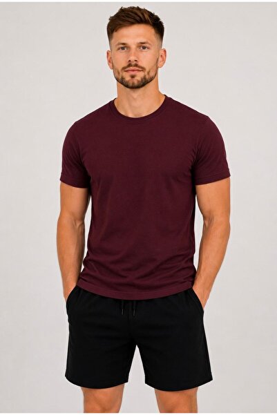 AXXEL Tricou cu mânecă scurtă din bumbac lycra prune pentru bărbați-D230