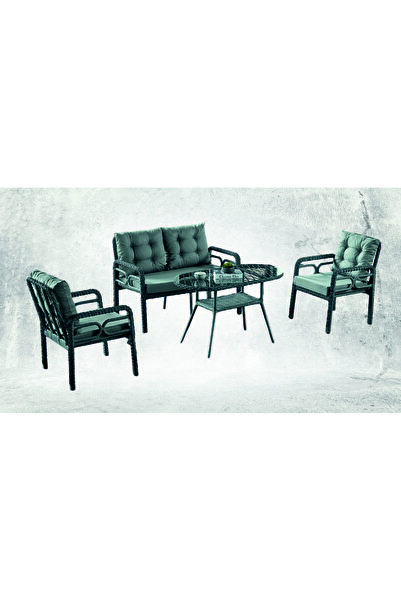 BN GARDEN BNGARDEN OSCAR 2+1+1 RATTAN CAMLI MASA BAHÇE TAKIMI