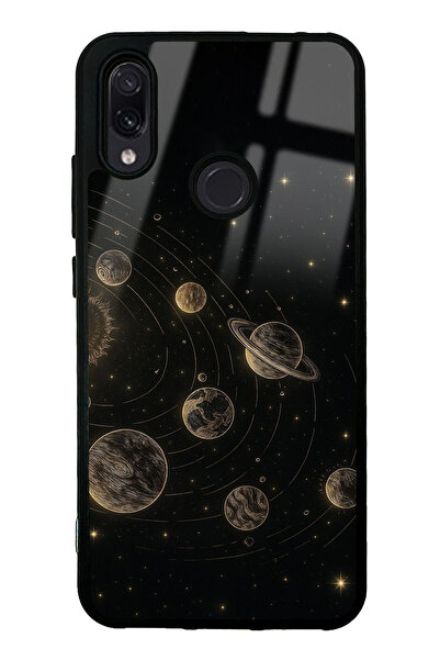 Spoyi Xiaomi Redmi Note 7 Golden Orrery Tasarımlı Glossy Telefon Kılıfı