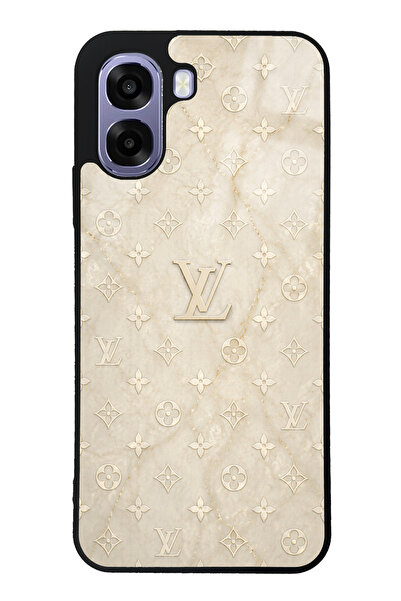 Spoyi Oppo A6T Krem Gold LV Tasarımlı Glossy Telefon Kılıfı