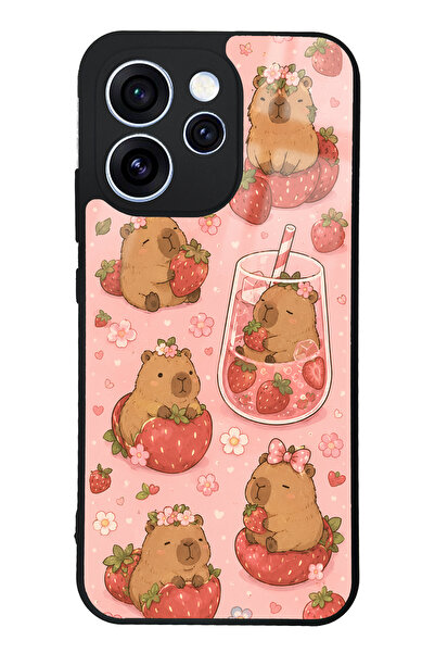 Spoyi Oppo Reno 15 Pro Strawberry Capybara Tasarımlı Glossy Telefon Kılıfı