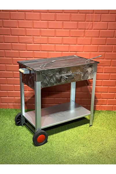 doğu 70X35 2 TEKERLEKLİ ÇEKMECELİ KÖMÜRLÜ KROM MANGAL
