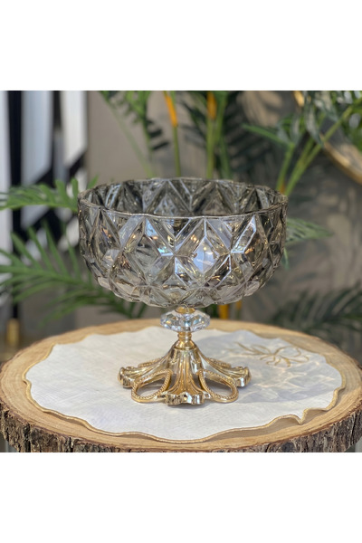 Elta Collection Patented Design Luxury Crystal Gold Footed Presentation Bowl ...
