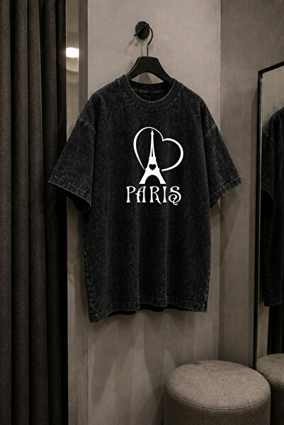 valeriae Πλενόμενο μπλουζάκι Oversize Unisex, Πλυμένο Vintage Street Style, Μ...