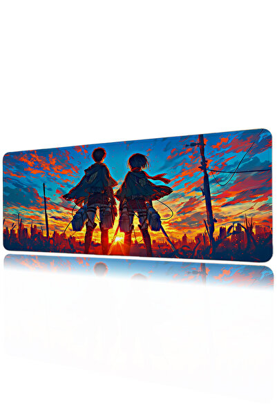 Halura Eren Yeager ve Mikasa 40x90 Desenli Dijital Baskılı Oyuncu Mousepad XX...