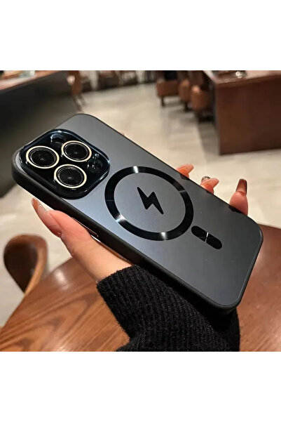 Zebana Apple iPhone 15 Pro Max Matte Glass Kılıf - Siyah