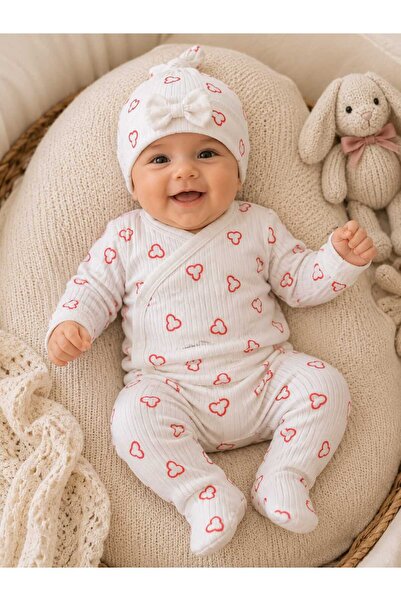 GHAND Newborn 0-3 Months Hospital Release Baby Set 3 Piece Baby Girl Bodysuit...