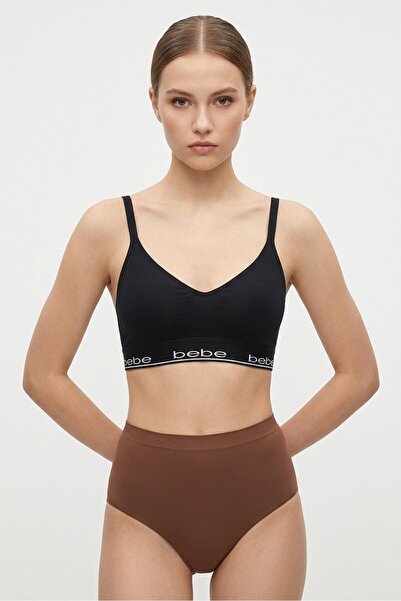 Bebe Women Brand Logo Padded Bralette, Black