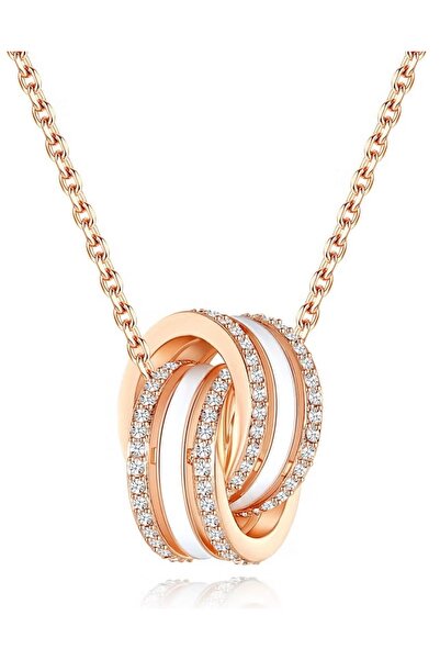 FA.accessories 18K Gold Plated Double White Ring Pendant Women's Necklace / N...