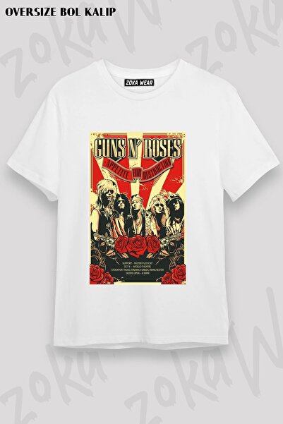 ZOKAWEAR Unisex Loose Fit Guns N Roses V55 Printed T-Shirt