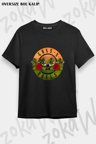 ZOKAWEAR Unisex Loose Fit Guns N Roses V28 Printed T-Shirt