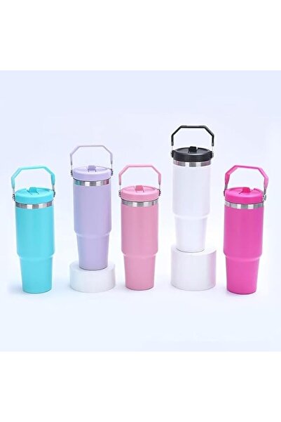 Generic Double-Walled Stainless Steel Tumbler with Handle and Straw, Leak-Pro...
