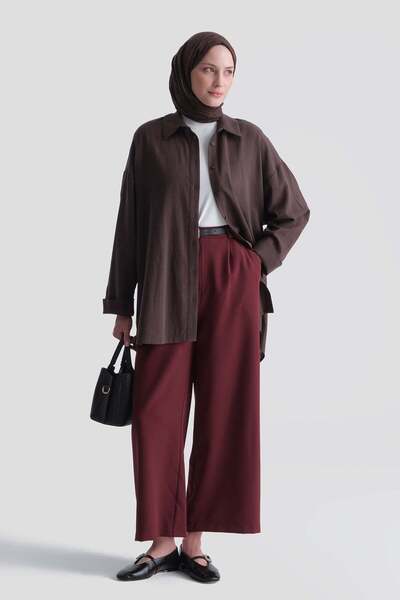 Armine Pantaloni Trend 25KT210 Roșu Claret Deschis