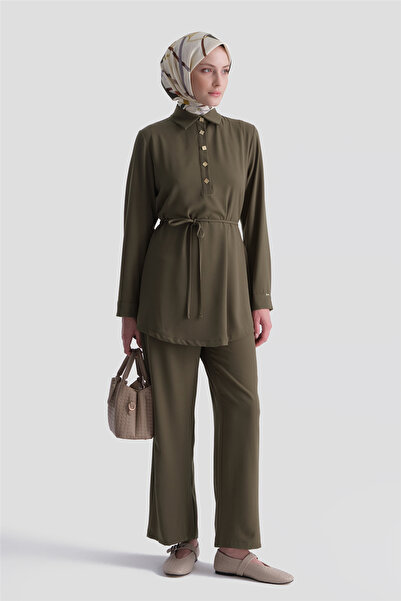 Armine Tie-Dye Detailed Suit Khaki