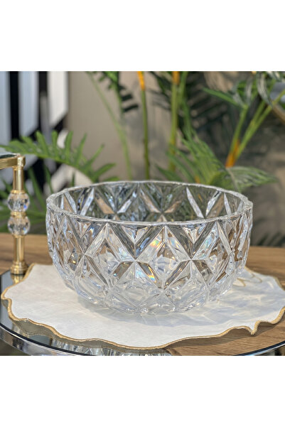 Elta Collection Crystal Glass Plate - Large Bowl Fruit Bowl Candy Bowl Decora...