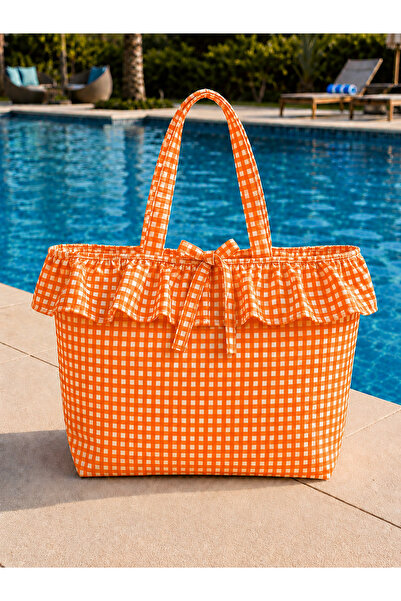 Belomia Home Collection Pötikare Desen Astarlı Plaj Çantası 35x50 cm | Pera