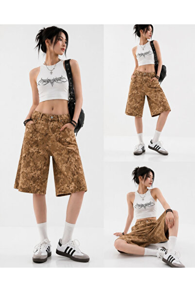 Toum Camo Cargo Harajuku Y2K Unisex Şort Bermuda