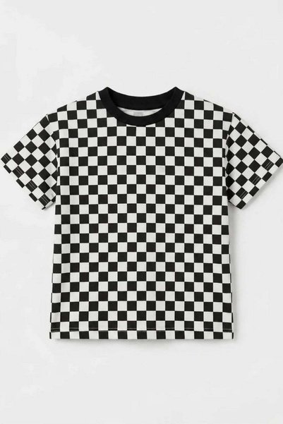 miabambim Unisex Çocuk Damalı Tshirt