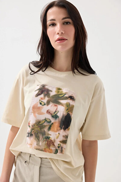 Gusto Tricou din bumbac Ekoprint din colecția Iz - Bej