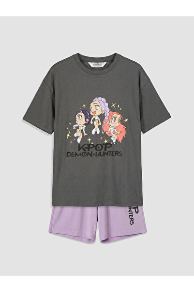 LC Waikiki K-pop Κυνηγοί Δαιμόνων Τυπωμένο Κοριτσίστικο Σετ Πιτζάμες Σορτς