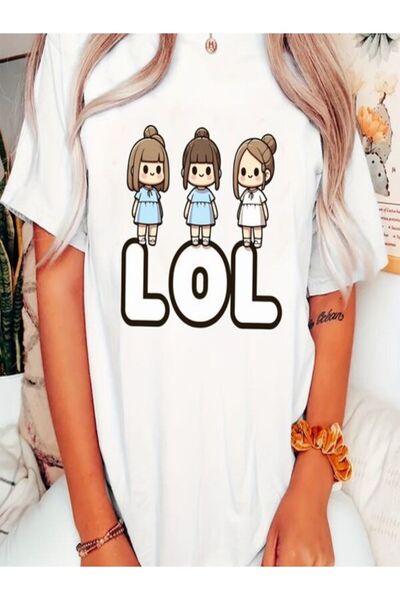 COZYWEAR Lol Printed Oversize Women's T-Shirt