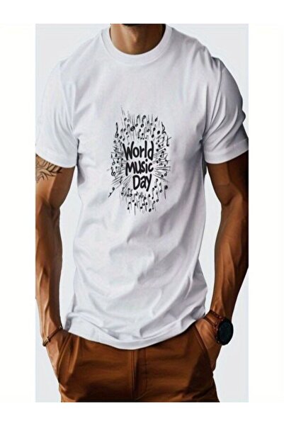 COZYWEAR World Music Day Printed White T-Shirt