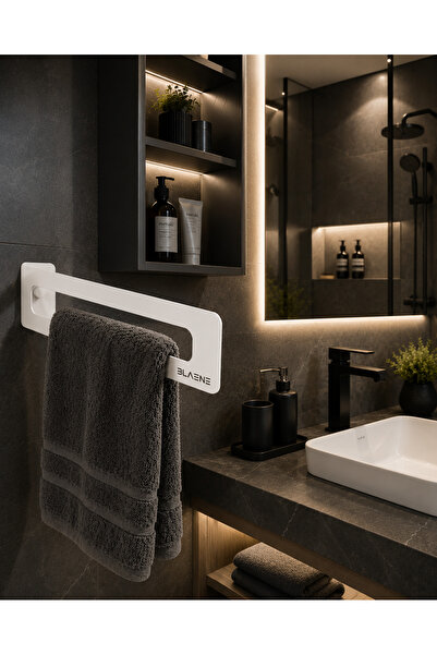 Blaene Paslanmaz Çelik Modern Havluluk Banyo Askısı Havlu Askısı Mat Beyaz - ...