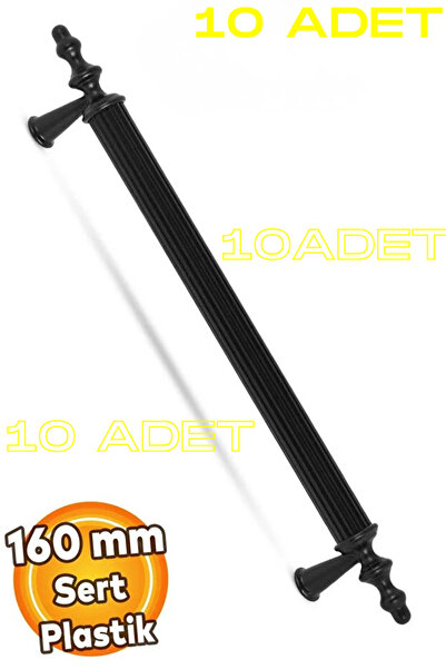 kutayalp (SERT PLASTİK) 10 Adet Polavit 160 Mm Siyah Mobilya Mutfak Çekmece D...