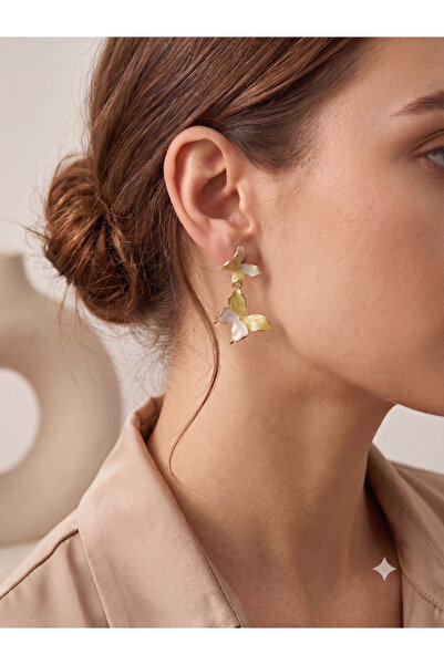 BİJU YILMAZ White yellow butterfly earrings - 26vipk33