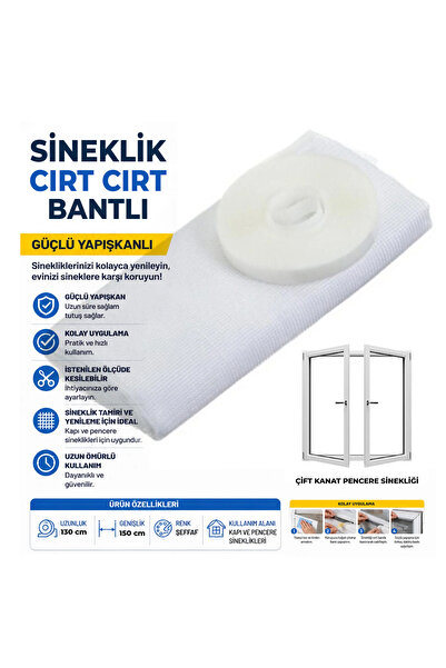 ALTINMAKAS Pratik Cırt Bantlı Pencere Sinekliği 130x150 cm Deliksiz Montaj Çi...