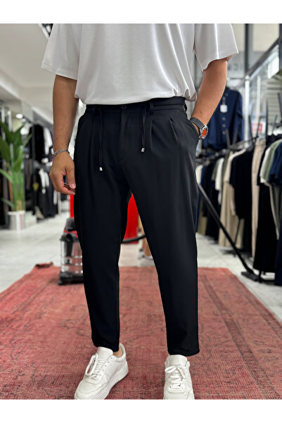 BYBASICMAN Black Relaxed Fit Fabric Trousers By-5062