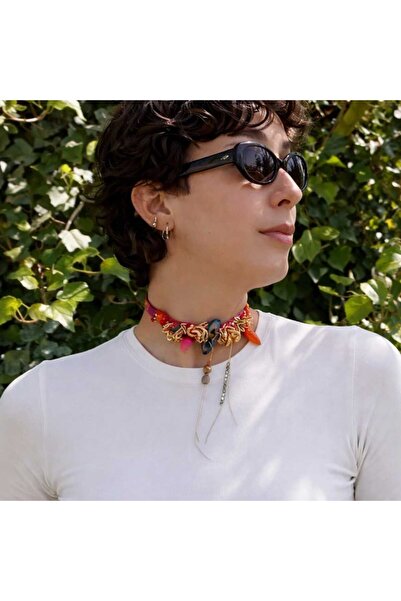 ORENDAJEWELRY Choker Kolye Kadın – Howlite Taşlı Drusy Akik ve Hematit Detayl...