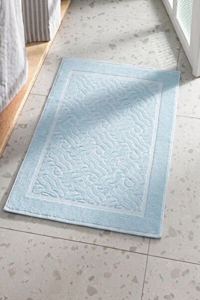 Ender Home 50X70 cm Jacquard Wave Pattern Cotton Bath Mat