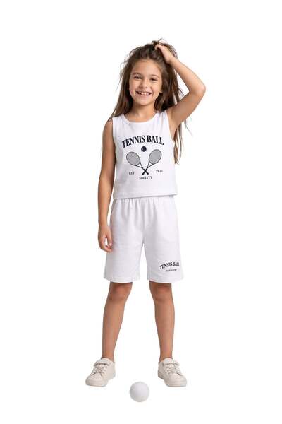 NEWKİDS Set pentru fete Set pentru fete cu imprimeu tenis pentru copii cu mân...