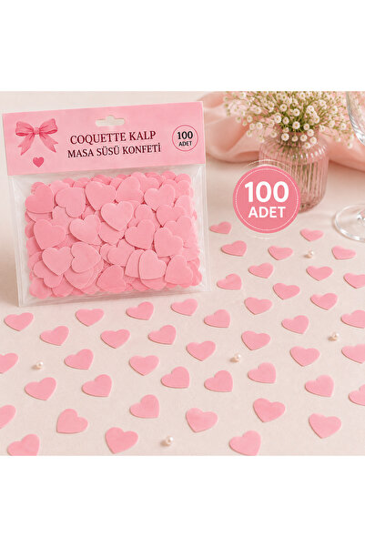 Dijital Nostal 100 Adet Popüler Coquette Kalp Masa Süsü Konfeti Pembe Masa De...