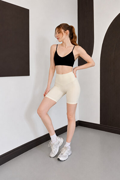 Asfaha Fashion Kadın Yüksek Bel Fitilli Toparlayıcı Kısa Tayt