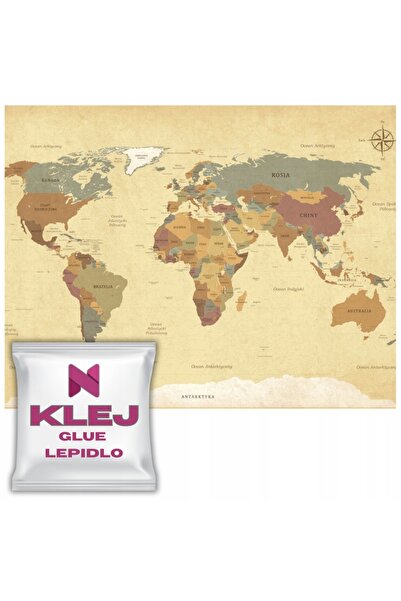 Naklejkomania Tapet Retro Cu Harta A Lumii Pentru Adolescenti, Geografie, 240...