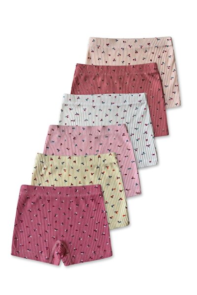 Panfilia %95 Pamuklu 3-12 Yaş Kız Çocuk Fitilli Boxer 6'lı Set / Külot / İç Ç...