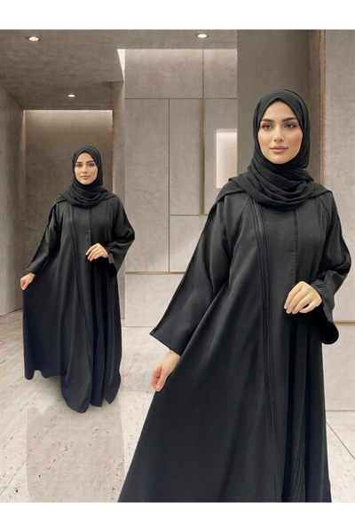 TOP LUXURY عباية قمر كريب خفيف صيفي كلوش بتدخيلات قماش جاكار