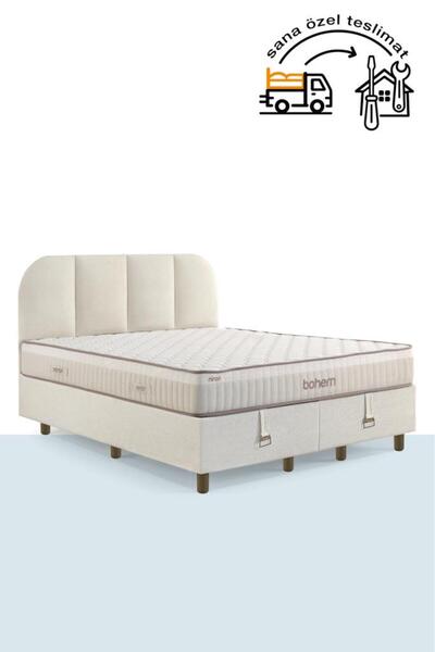 Niron Bohem Pocket Klapa 140x190 cm Çift Kişilik Yatak Baza Başlık Seti - Poc...