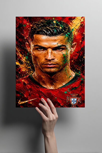 Metalino Portekiz Formalı Cristiano Ronaldo CR7 Metal Poster – Dünya Kupası T...