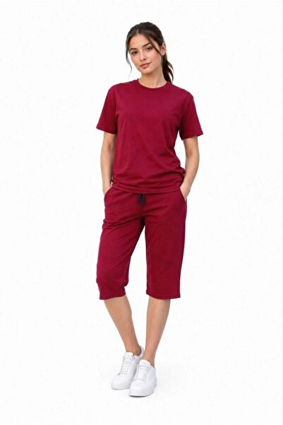 VELİZADE İki İplik Örme Kumaş Bisiklet Yaka Oversize T-shirt Cepli Diz Altı Ş...
