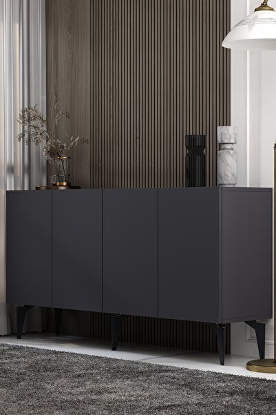 Dekortis Home Dekor KA150A1AA SADEM KONSOL ve TV SEHPASI, ÜNİTESİ ANTRASİT-ALTIN