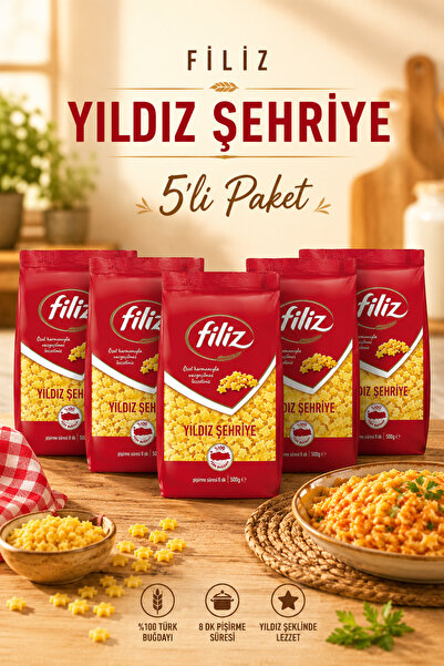 FİLİZ Yıldız Şehriye 500 g x 5 Adet Geleneksel Lezzet | Güven Bitkisel