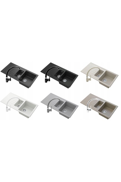 Granitan Chiuveta granit Solaris, set cu baterie Roy, 995x498mm, negru stropit